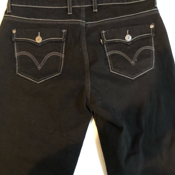 LEVI’S size 12 black cropped  jeans stretch wide leg denim NWOT - Picture 2 of 14